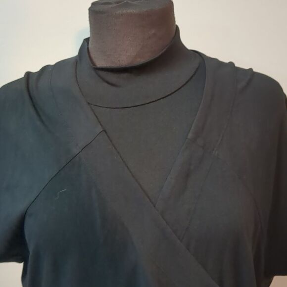 Soft Surroundings Wear Anywhere Surplice Bodice Faux Wrap Black Dress Size 1X - Picture 2 of 8